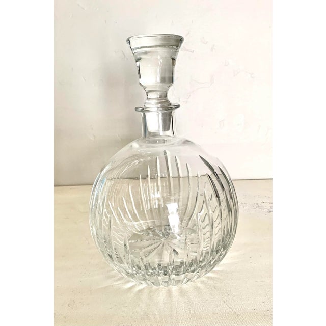 Modern Vintage Modern Round Clear Crystal Hand Cut Wine / Cognac Decanter For Sale - Image 3 of 7