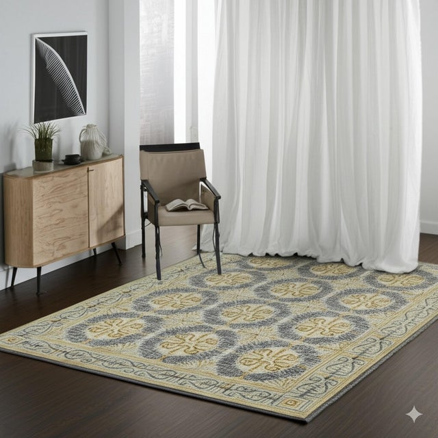 9x12 Gisell Beige Classic Floral Modern Hand Knotted Wool Carpet Rug For Sale In New York - Image 6 of 7