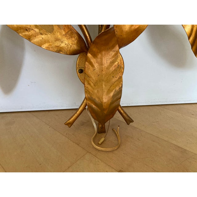 Hollywood Regency Gold-Colored Floral Brass Wall Lamp by Hans Kögl, 1960s For Sale - Image 11 of 14