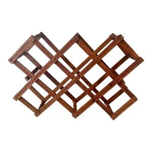 Vintage Hand Carved Folding Wood Wine Rack