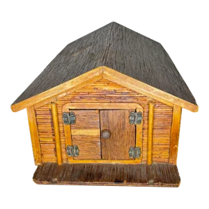 Vintage Matchstick Long House Replica Handmade Folk Art
