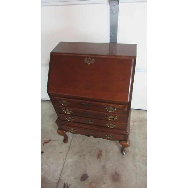 Traditional Vintage Cherry Drop-Front Secretary Desk Writing For Sale - Image 3 of 8