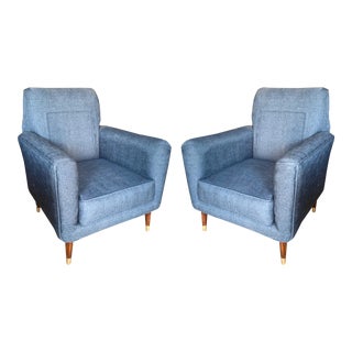 Pair of Italian Mid-Century Modern Club Chairs For Sale