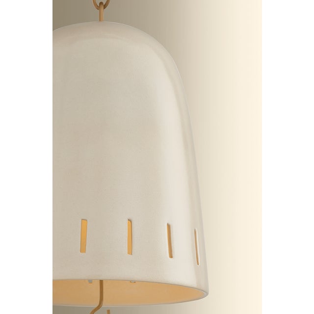 Ceramic Hudson Valley Lighting Omi 9 in. 1 Light Pendant in Patina Brass and Ceramic Ivory Crackle Finish For Sale - Image 7 of 8