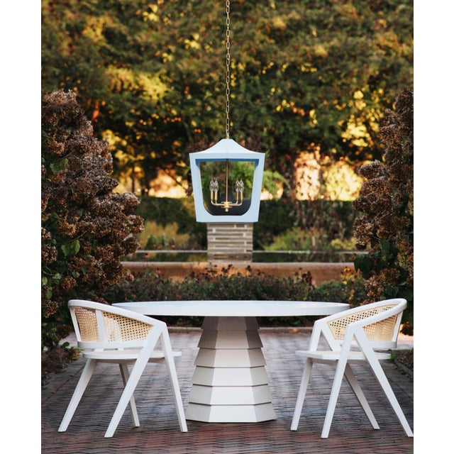Kenneth Ludwig Chicago Wimble Blue & Gold Metal Painted Lantern For Sale - Image 4 of 5