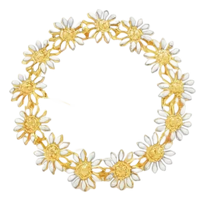 Mid 20th Century 14k Yellow Gold Daisy Circle Pin