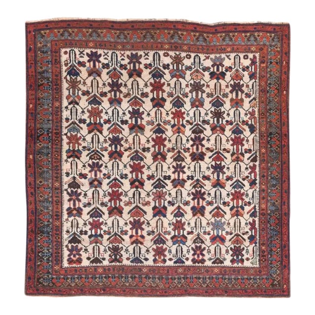 Antique Afshar Persian Rug- 3′5″ × 3′6″ For Sale