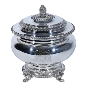 Paul Storr George IV English Sterling Silver Covered Soup Tureen on Stand, London Circa 1823