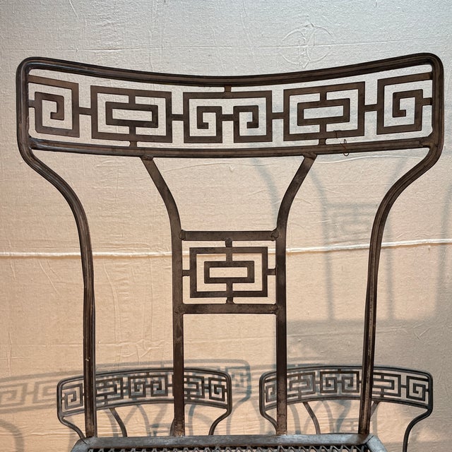 Salterini 1940s Salterini Greek Key Wrought Iron Patio Table & 6 Chairs, Attributed For Sale - Image 4 of 11
