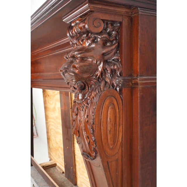 Wood Antique Renaissance Revival Wooden Fireplace Mantel For Sale - Image 7 of 11