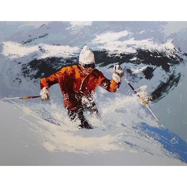 Impressionist Mark King "Powder Skier" Original Limited Edition Serigraph For Sale - Image 3 of 7