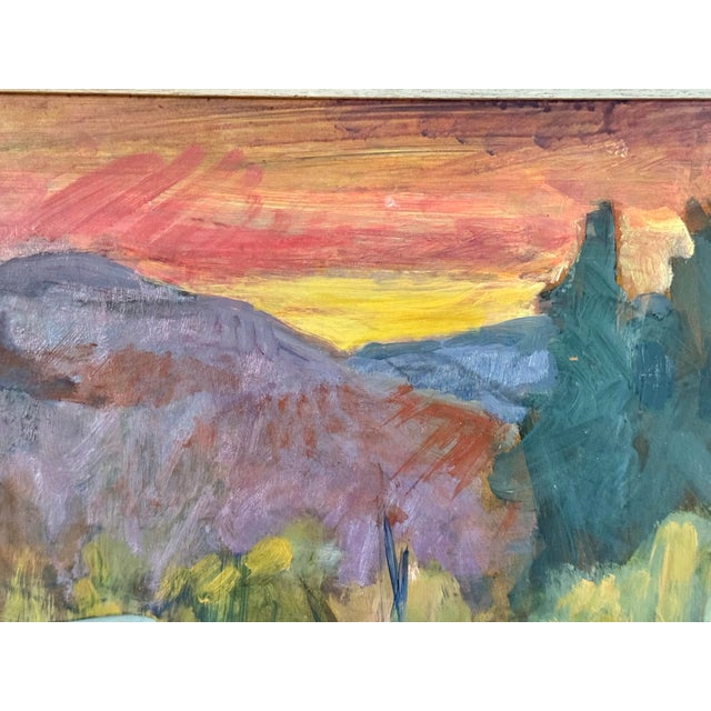 Contemporary Midcentury New England Landscape Expressionist Oil Painting With Covered Bridge by Theresa Berney (1904-2001) For Sale - Image 3 of 9