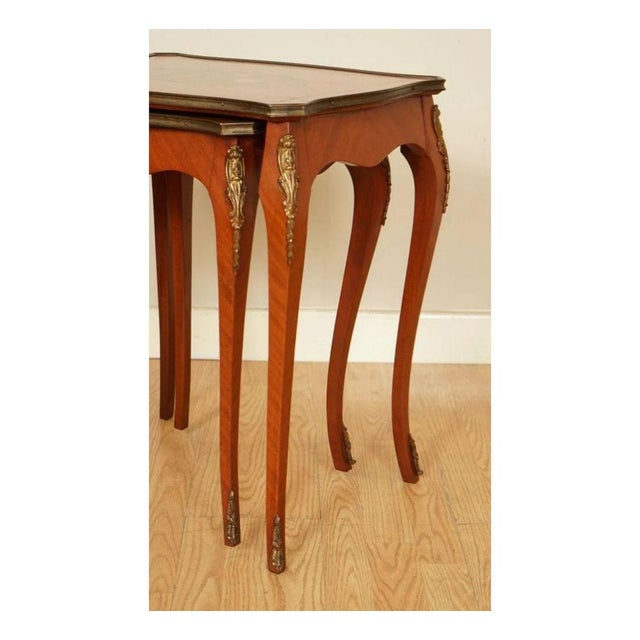 Vintage French Inlaid Parquetry Nesting Tables, Set of 2 For Sale - Image 6 of 11