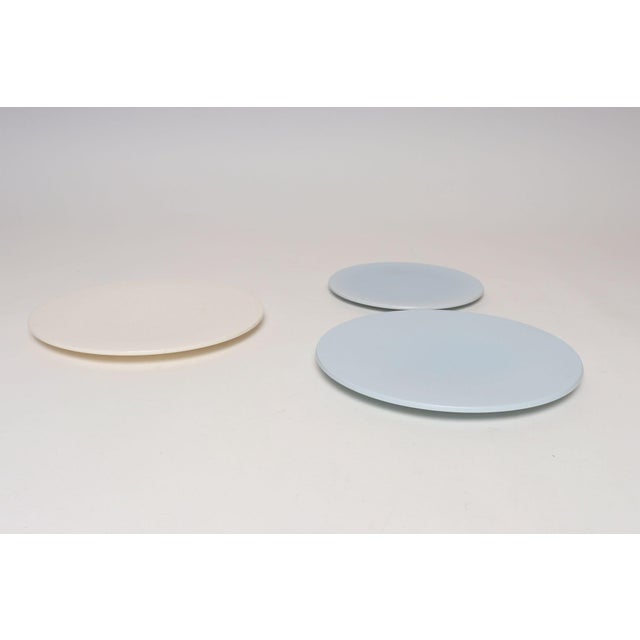 Modern Set of Three Nick Munro English Matte Powder Blue and Glossy White Plates - Two Sizes For Sale - Image 3 of 18
