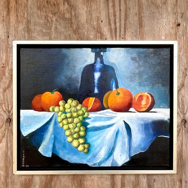 Vintage Boho Signed Original Oil Painting, Still Life on Canvas For Sale In West Palm - Image 6 of 8