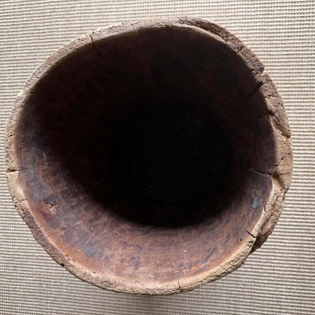 Wood 1950s Old Hollowed Out Tree Stump Vessel For Sale - Image 7 of 8