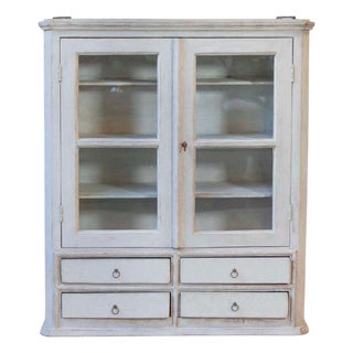 19th Century A hanging cabinet from Sweden with glass doors in grey For Sale