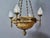 Representative Bronze Chandelier with Alabaster Bowl and Flamed Shades For Sale - Image 3 of 11