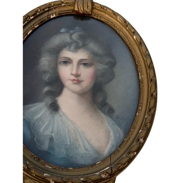 French Large 19th Century Pastel Portrait of a Lady For Sale - Image 3 of 11