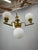 Metal Vintage Art Deco Brass and Opaline Glass Globe Chandelier, Czechoslovakia, 1930s For Sale - Image 7 of 12