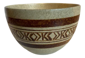 Vintage Geometric Design Pottery Bowl