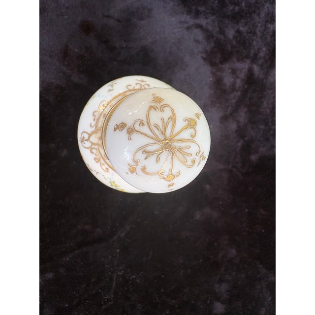 Ceramic Antique Hand-Painted Nippon Porcelain Perfume Bottle With Raised Gilt & Floral Garland – Circa 1900 For Sale - Image 7 of 9