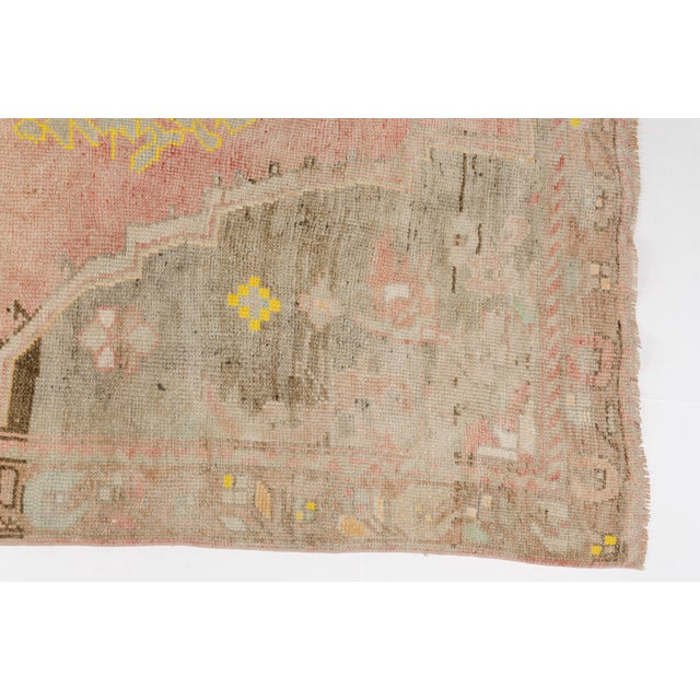 Faded Floral Vintage Turkish Rug, Golden Earth Tone Carpet, Quiet Luxury Living Room Decor