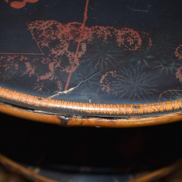 Chinoiserie Japanned English Pagoda Bamboo Standing Corner Shelf or Etagere For Sale - Image 9 of 11