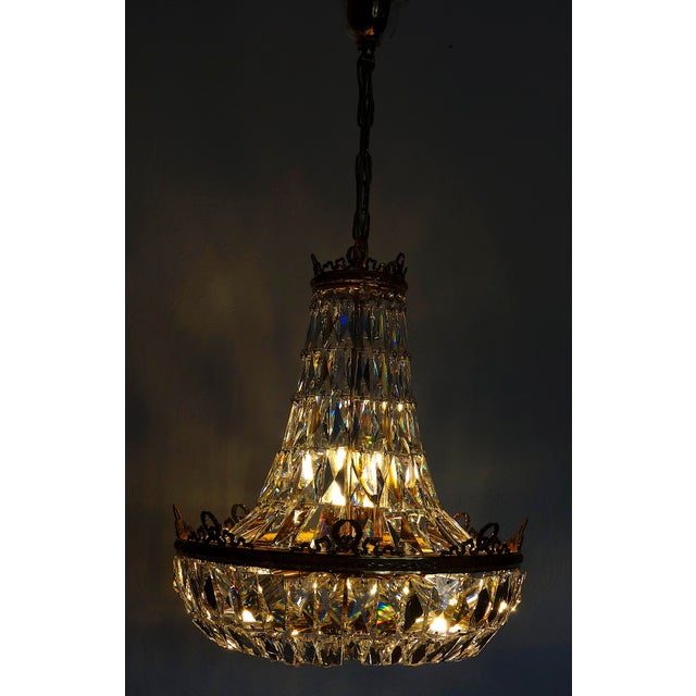 Brass and Lead Crystal 9-Flame Chandelier from Palwa, 1960s For Sale - Image 17 of 18