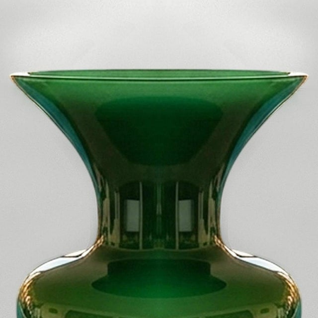 Italian Emerald Green Murano Glass Vase from Maestro Del Vetro, 1970s For Sale - Image 4 of 7