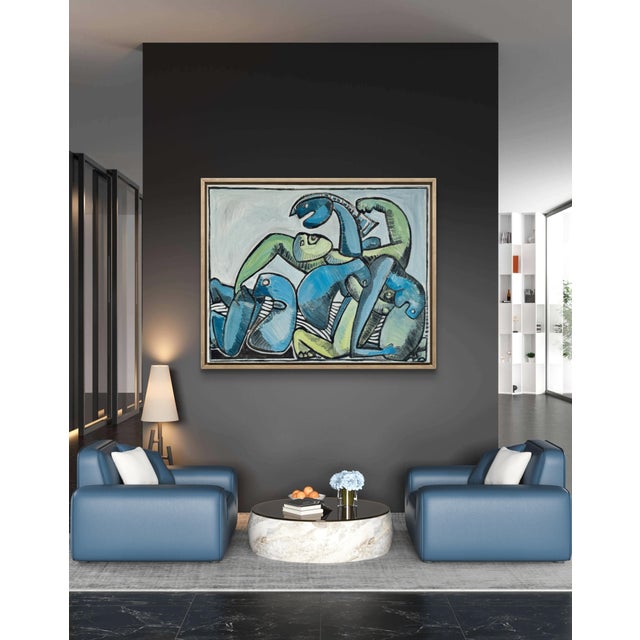 Gundi Falk, Cubist Embrace, Large Acrylic on Canvas, 2000s For Sale - Image 3 of 16