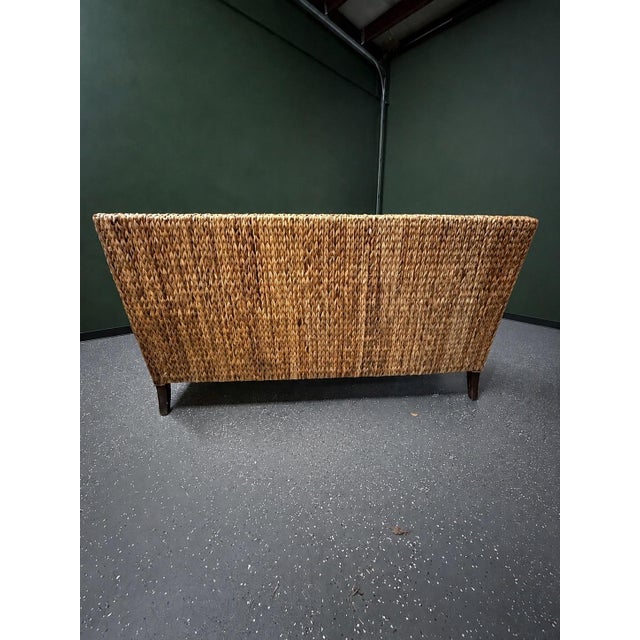 Baker Furniture Company Baker Milling Road Woven Seagrass Sofa With Neutral Cushions For Sale - Image 4 of 12