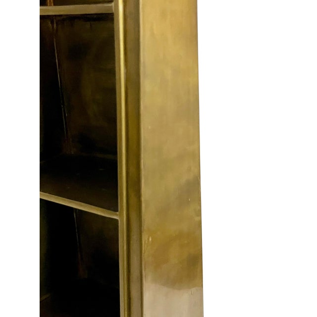 Vintage Edward Alden Brutalist Brass-Tone Metal Wall Curio Shelf Cabinet, Hong Kong, Signed For Sale - Image 11 of 17