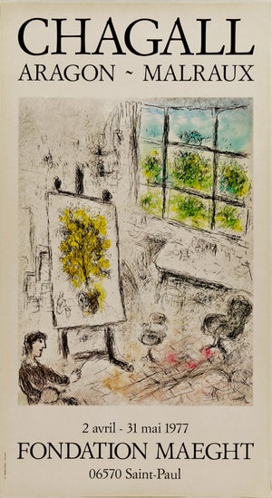 Marc Chagall, Aragon-Malraux "Fondation Maeght" Original Stone Lithographic Gallery Exhibition Poster