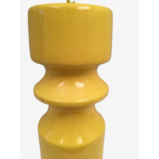 1980's Yellow Glazed Table Lamp For Sale - Image 4 of 7