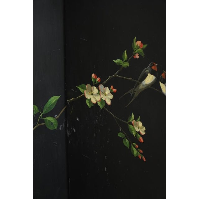 1950s Hand-Painted Iron Folding Screen with Birds and Flowers, 1950s For Sale - Image 5 of 16