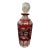 Vintage Bohemian Cranberry Etched Glass Decanter With Matching Tie Number 8 Stopper, Mid-Century Czech Crystal For Sale