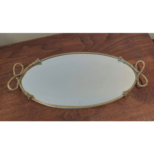Vintage Vanity Mirror With Metal Rope Bow Tassels Chairish
