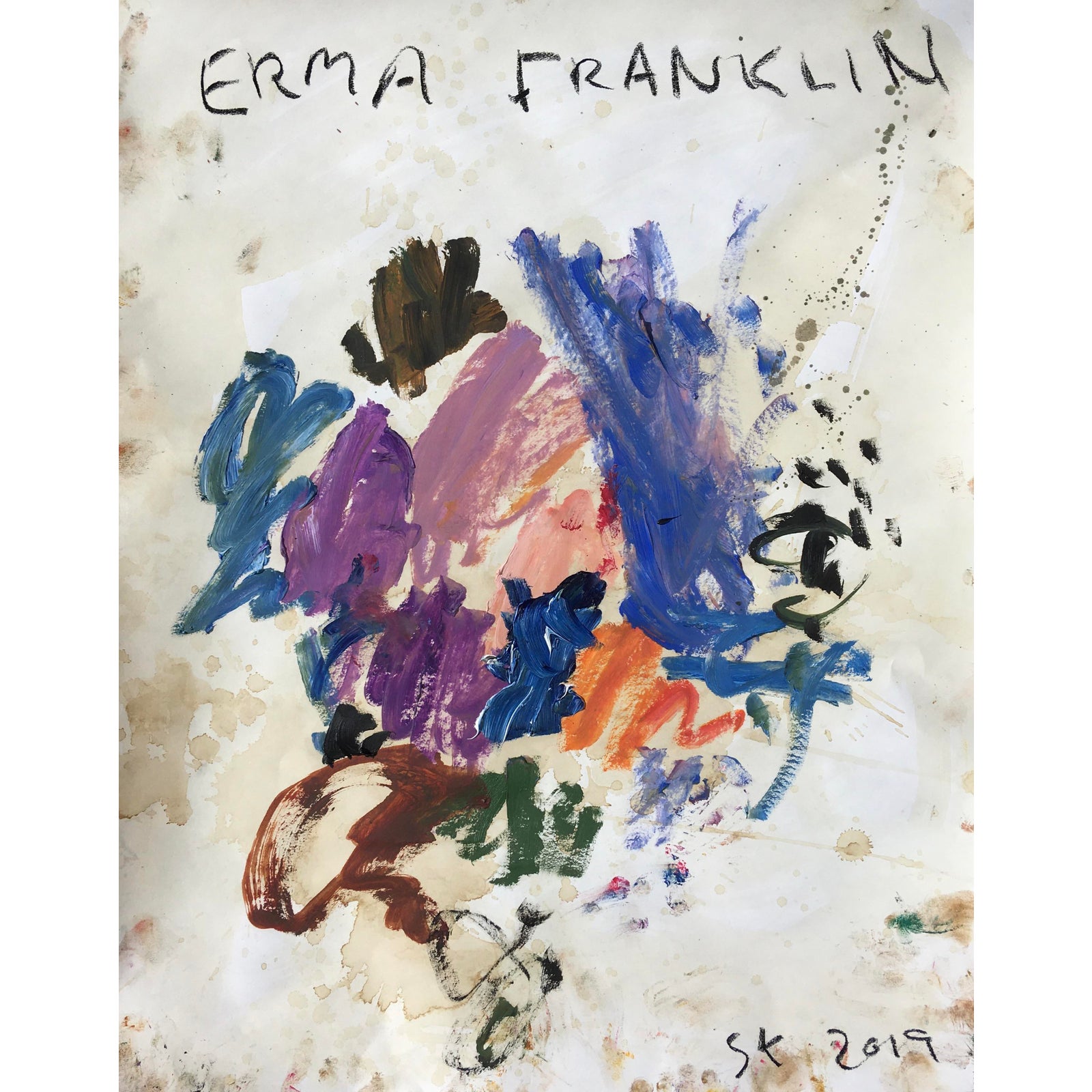 Erma Franklin Abstract Oil Painting By Sean Kratzert Chairish