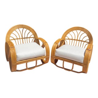 Vintage Rattan Pretzel Chairs with New Sunbrella Cushions- Set of 2 For Sale
