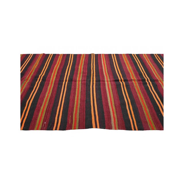 Mid-Century Modern Striped Vintage Turkish Kilim Rug - 5`3" X 11`6" For Sale - Image 3 of 6
