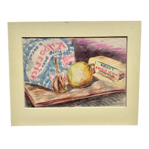 Vintage School Lunch, Watercolor Painting by Faurot, Ca Artist