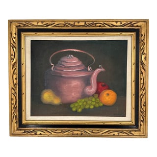 Vintage Signed Swedish Copper Still Life Oil Painting, Framed For Sale