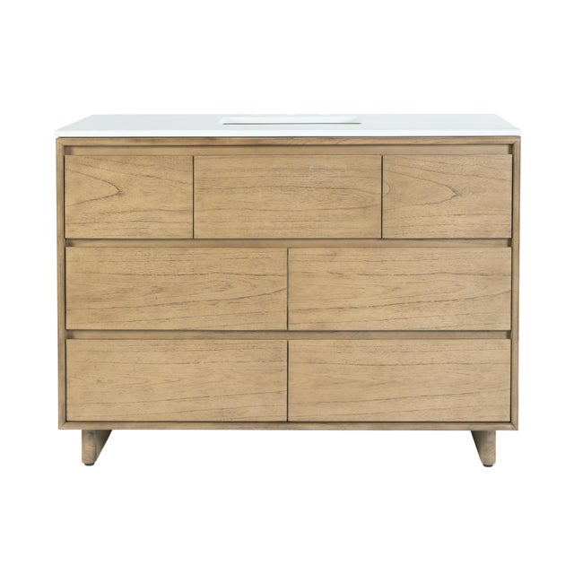 2020s Halmstad 48 in. W Rectangular Wood Single Sink 6 Drawer Bathroom Vanity Set, Blonde Oak For Sale - Image 5 of 9