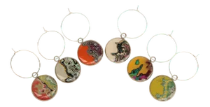Graffiti Gemstone Wine Charms - Set of 6