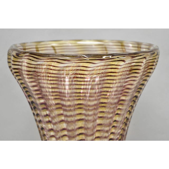 Purple Mid 20th Century Ercole Barovier Zebrato Murano Art Glass Vase Zebrati for Ferro Toso Barovier For Sale - Image 8 of 14