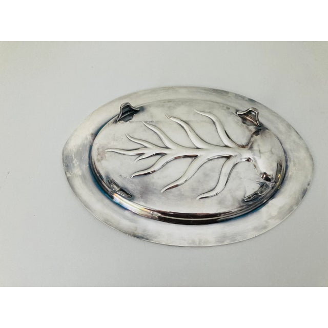 Vintage Silver Plate footed Meat tray 17'L X 11.60"W X 1"H, Makers mark reads " WM Rogers & Son" Excellent condition .