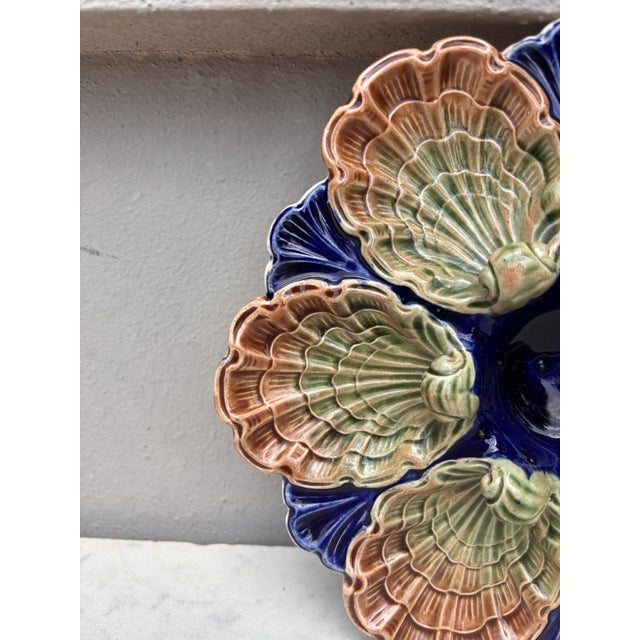 Very Rare French Majolica Oyster Plate Fives Lille, Circa 1890 For Sale - Image 4 of 6