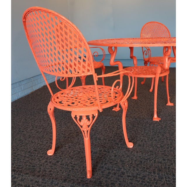 Vintage 1950s Swan-Themed Wrought Iron Patio Set – American Foundry, Attributed For Sale - Image 4 of 12