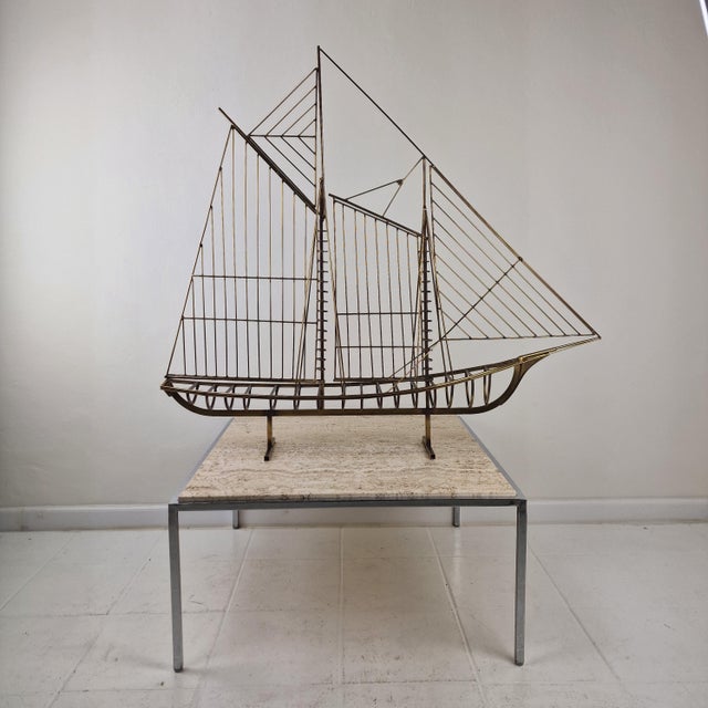 Curtis Jeré, Brass Wire Sailboat Sculpture, 1976, Brass For Sale - Image 15 of 15